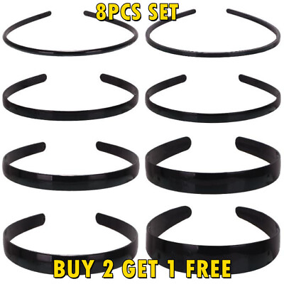 #ad 8 PCS Black Hair Essential Headband Hoop Band Comb Sports Hairband Men Women $7.59