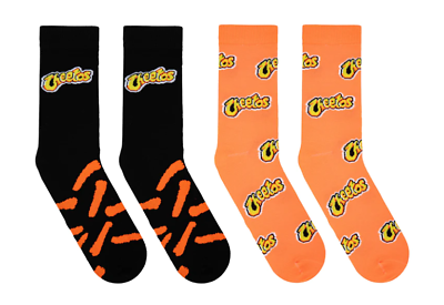 #ad 2 Pair Cheetos Crew Socks Men#x27;s Shoe Size 8 12 Gift Food Snacks Odd Sox L19MP $12.99
