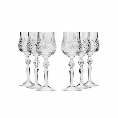 #ad Neman Glassworks 8 Oz Russian Crystal Wine Goblet Glasses 6 pc Vintage Set $137.99