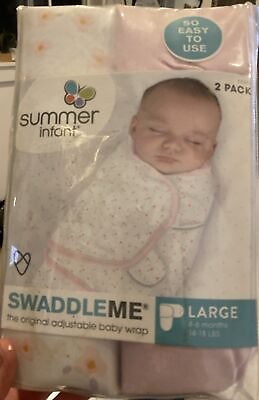 #ad NWT Summer Infant SwaddleMe adjustable baby wraps Set of 2. Large Girls. Pink. $12.00