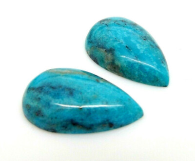 #ad 2x Turquoise Drop Pair Cabochon Tibet 2451ct.0 29 32x0 19 32x0 3 16in $129.73