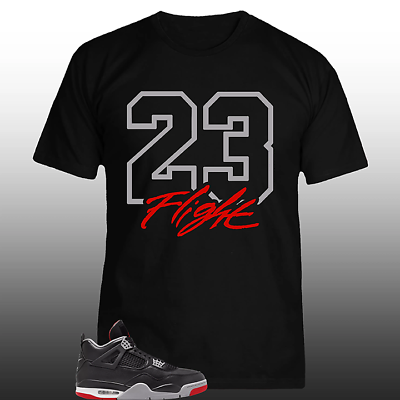#ad Jordan 4 Bred Reimagined Sneaker Tees Shirt Match Black quot;23 FLIGHTquot; $29.99