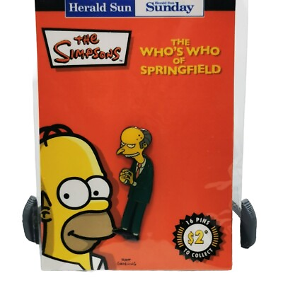 #ad Mr Burns The Simpsons Herald Sun Metal Pin Badge 2006 *New Sealed* Collectable AU $9.93