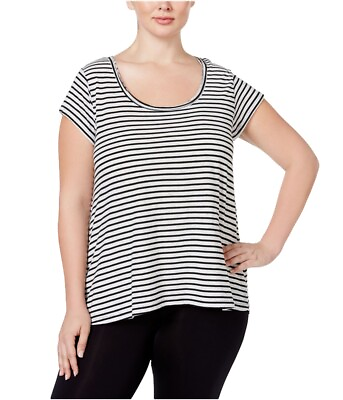 #ad Calvin Klein Womens Striped Hi Lo Graphic T Shirt $22.06