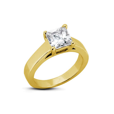 #ad 0.73ct L VS1 Princess Natural Diamond 14k Yellow Gold Solitaire Engagement Ring $1588.60