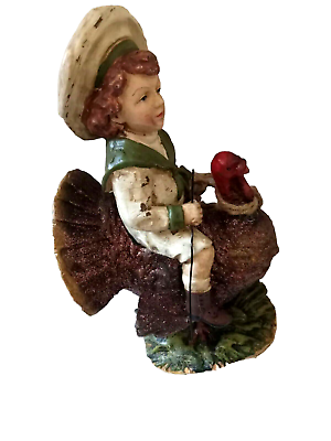 #ad Thanksgiving Vintage Victorian Style Boy Riding Turkey Figurine By KD Vintage $59.00