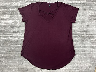 #ad Splash Top Womens 2X Red Wine Short Sleeve V Neck Strap Casual $9.99