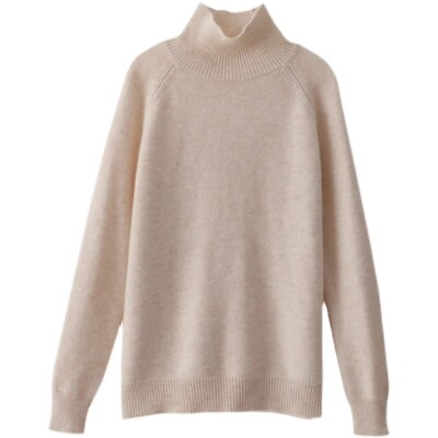 #ad Woman Slim Knitted Sweater Slim Faux Cashmere Knitwear Turtleneck Jumper Sweater $18.53