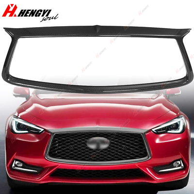 #ad For 2017 2022 Infiniti Q60 Carbon Style Front Grill Outline Trim Cover Overlay $70.99