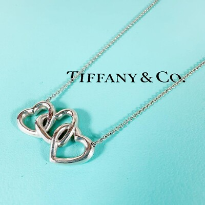 #ad Tiffanyamp;Co. Triple 3 Open Heart necklace Elsa Peretti Sterling Silver 925 $82.00