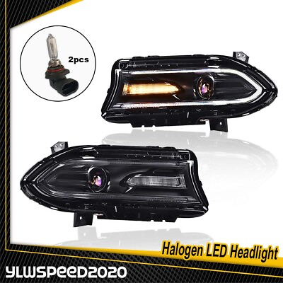 #ad Fit For Dodge Charger 2015 22 Headlights LED DRL Halogen Left amp; Right Headlamps $179.90