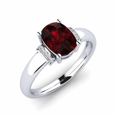 #ad Garnet Cushion 8x6mm Ring With Natural Accents For Girls And Woman#x27;s $36.90