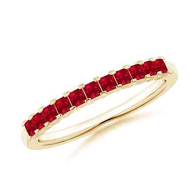 #ad ANGARA Square Ruby Semi Eternity Classic Wedding Band in 14K Solid Gold $719.10