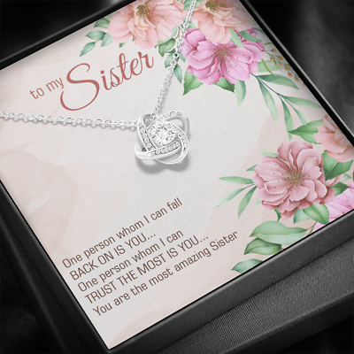 #ad #ad Gift For Sister Necklace Birthday Gift Amazing Sister Love Knot $55.95