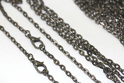 #ad Gunmetal Plated Flat Cable Link Chains Necklace Wholesale Lots Bulk USA Seller $68.00