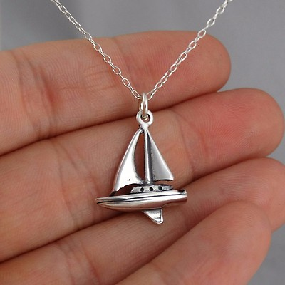 #ad Sailboat 3D Pendant Necklace 925 Sterling Silver Nautical Ocean Sail Sea NEW $24.00