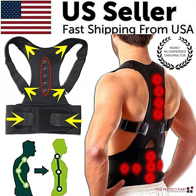 #ad Posture Corrector Support Magnetic Back Shoulder Brace Belt Band For Men Women $9.89
