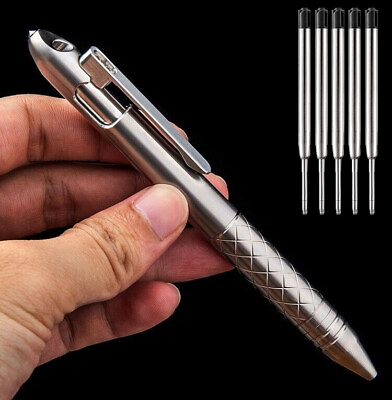 #ad Titanium Pocket Ball Pen Ballpoint Pen Office Signature Clip Switch Outdoor EDC $39.98