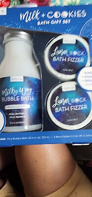 Hallu Milk amp; Cookies Bath Gift Set Bubble Bath Bath Fizzer NEW $10.50