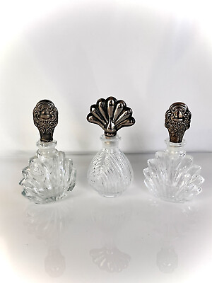 #ad 3 Vintage GLASS PERFUME BOTTLES Stoppers Vanity Bottles Victorian Perfume Bottle $69.00