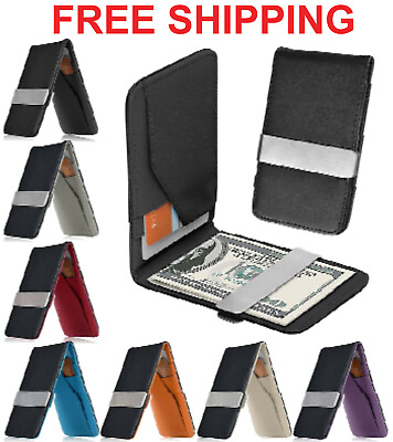 #ad Slim Mens Wallet Money Clip PU Leather RFID Blocking Bifold Credit Card Holder $9.89