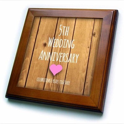 #ad 3dRose 5th Wedding Anniversary gift Wood celebrating 5 years together fifth $34.12