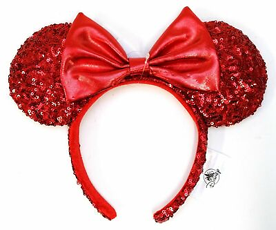 Disney Parks Red Sequins Holiday Minnie Ears Headband $24.95