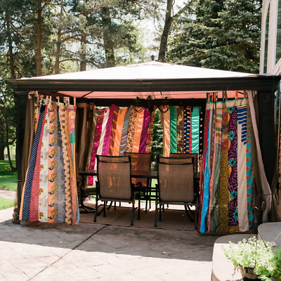 #ad Indian Vintage Sari Patchwork Curtain Drape Window Decor Silk Multi Curtain $21.59
