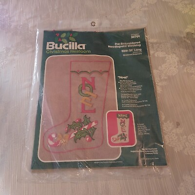 #ad Bucilla Christmas Heirloom Needlepoint Pre Embroidered Stocking NOEL 30701 $55.00