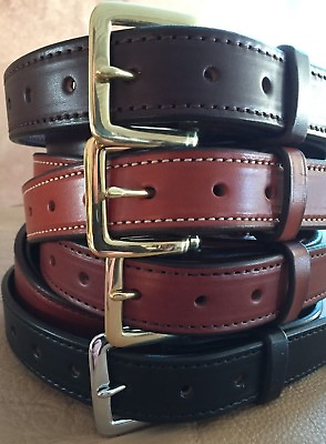 #ad 1 1 2quot;Plain Stitched Real Genuine Leather Casual Dress Belt Strap*Amish USA Made $54.99