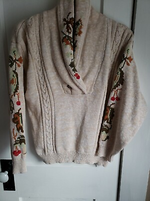 #ad Eddie Bauer Vintage Cottage Core fall leaves 100% knit sweater women Medium $42.49