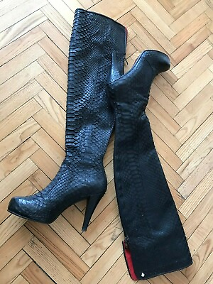 #ad WOMEN SNAKE SKIN BOOTS SHOES LEARTHER PYTHON SKIN SIZE US 6 EUR 37 HANDMADE $450.00