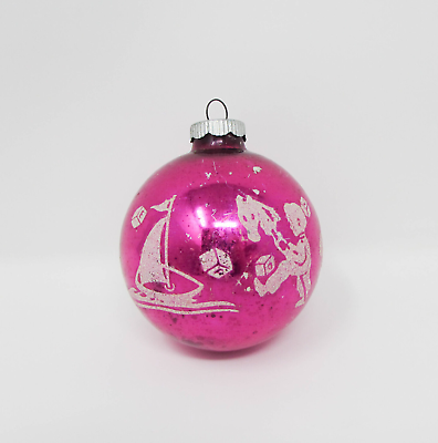 #ad Vintage Pink Mercury Glass Toys Stencil Christmas Ornament Shiny Brite 2 3 4quot; $12.30