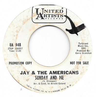 #ad JAY amp; THE AMERICANS Sunday And Me on UA rock PROMO 45 HEAR $10.00