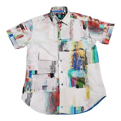 #ad Robert Graham Abstract Paint Splatter Button Down Shirt Men#x27;s Size Small S $64.99