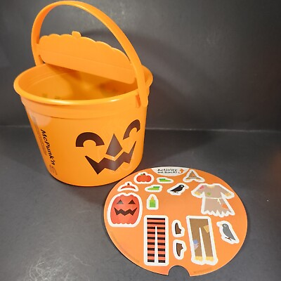 #ad 2022 McDONALD#x27;S Halloween Bucket Pail Orange Pumpkin HAPPY MEAL McPunk#x27;n Promo $9.99