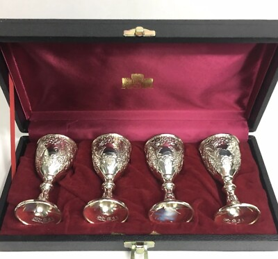 #ad #ad 4 Silver Plated Miniature Goblets in Velvet Case Made in Japan $58.00