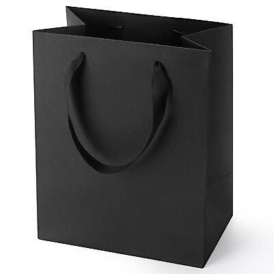 #ad #ad Black Gift Bags With Handles 8x5x10 Inch 12 Pack Black Paper Gags Medium Bulk... $28.06