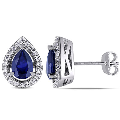 #ad Amour Sterling Silver Created Blue amp; Created White Sapphire Teardrop Earrings $62.00