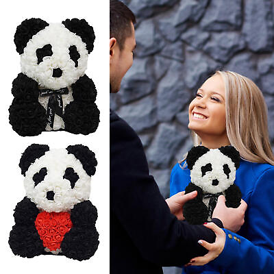#ad 1X Decor Gift Flower Bear Artificial Rose Flower Panda Bear With Bowknot Heart $13.60
