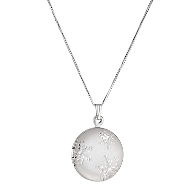 Finecraft Snowflake Engraved Locket Necklace in Sterling Silver 18quot; $42.29