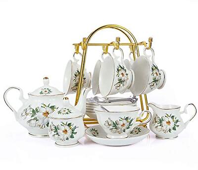 #ad 22 Piece Porcelain Ceramic Coffee Tea Gift Sets Cupsamp; Saucer Service for 6 Tea $85.83