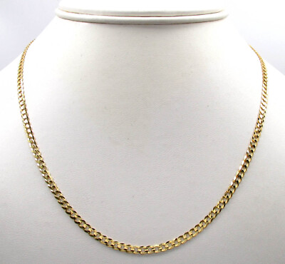 18K Solid Gold Cuban Link Chain Necklace Men Women 2.5mm 16quot; 18quot; 20quot; 22quot; 24quot; 30quot; $249.99