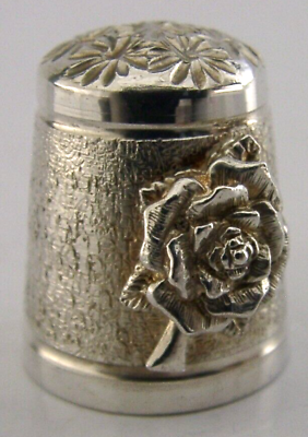 #ad ENGLISH SOLID STERLING SILVER ROSE THIMBLE 1997 SEWING NEEDLEWORK GBP 34.00