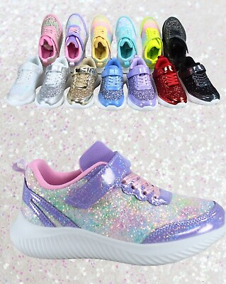 #ad Youth Girl#x27;s Kid#x27;s Slip On Strap Glitter Sneakers Athletic Walking Shoes NEW $27.99
