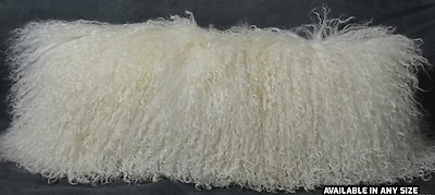 #ad Mongolian wool pillow Natural white Real Tibet Fur Cushion $79.95