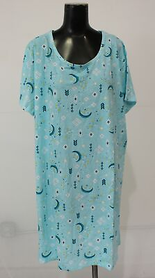 #ad Enjoynight Women#x27;s Plus Short Sleeve Graphic Sleep Gown ZS6 Blue XL 2XL $12.74