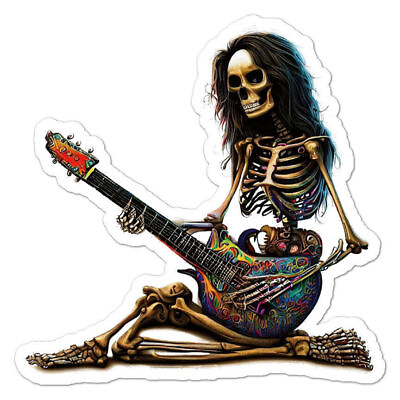#ad Skeleton Skull Guitar Rock Sticker $3.77