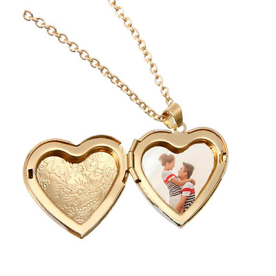 #ad #ad Retro Heart shaped Necklace Locket Mini Photo Frame Box Chain Women Necklace $6.19
