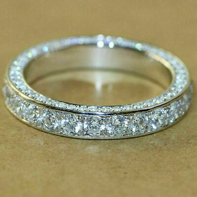 #ad 2.50 Ct Lab Created Round Diamond Wedding Band Ring 14k White Gold Finish $34.50